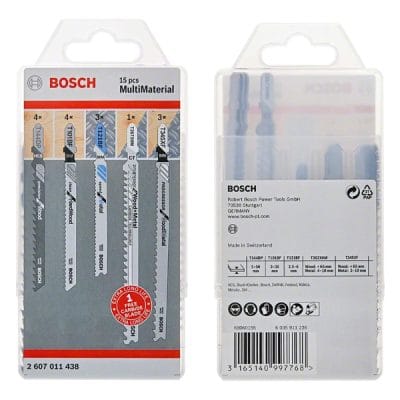 Bộ 15 lưỡi cưa lọng gỗ Bosch 2607011436 (9 T144DP, 5 T101BF, 1 T144DHM)