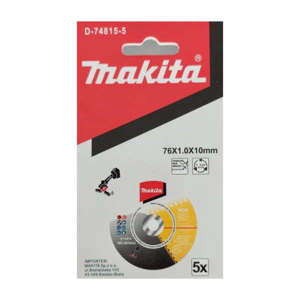 Bộ 5 đá cắt inox cho máy DMC300 76×1.0x10mm WA60T Makita D-74815-5