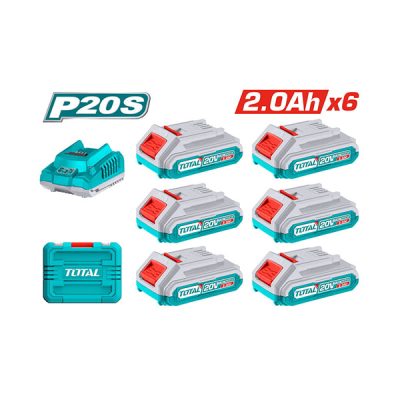 Bộ 6 Pin 20V 2.0Ah Và Sạc Total TFBCLI20611