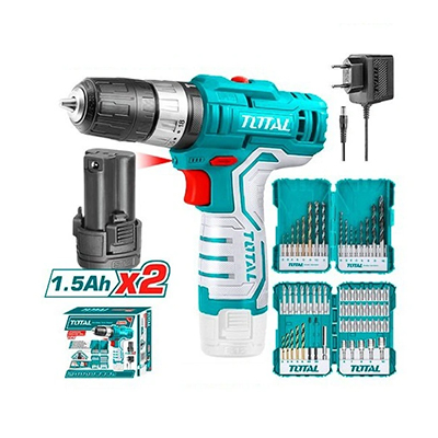 Bộ máy khoan pin TIDLI12201 & bộ 45 tua vít 16 mũi khoan Total TOSLI23022