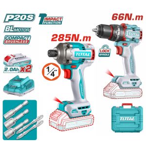 Bộ máy khoan và máy vặn vít dùng pin 20V TCKLI20277 (2 Pin 2.0Ah, 1 Sạc)