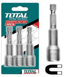 Bộ mũi bắn vít tôn có nam châm hút 1/4″ 8mm Total TAC270832