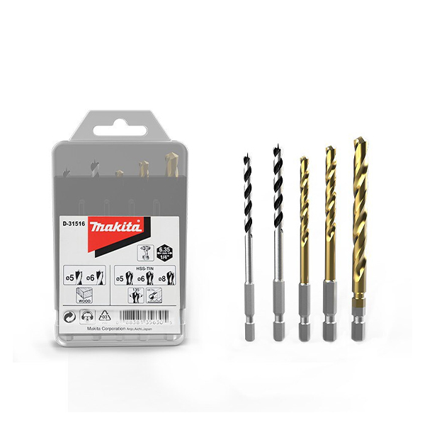 Bộ mũi khoan chuôi lục giác 1/4” 5 cái/hộp Makita D-31516