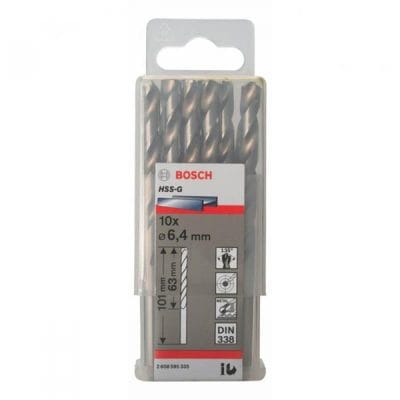 Bộ mũi khoan sắt 10 mũi 6.4mm HSS-G Bosch 2608595335