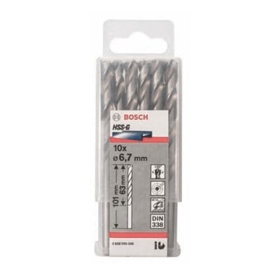 Bộ mũi khoan sắt 10 mũi 6.7mm HSS-G Bosch 2608595336