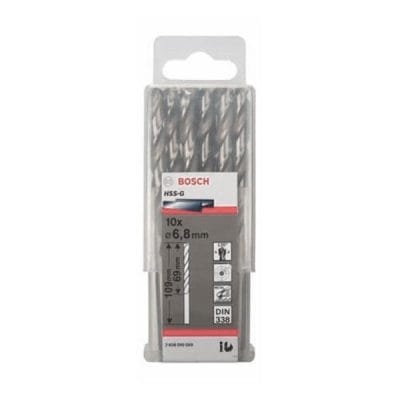 Bộ mũi khoan sắt 10 mũi 6.8mm HSS-G Bosch 2608595069