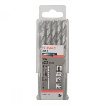 Bộ mũi khoan sắt 10 mũi 7.2mm HSS-G Bosch 2608595337