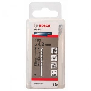 Bộ mũi khoan sắt 10 mũi HSS-G Bosch 2608595060 (4.2mm)