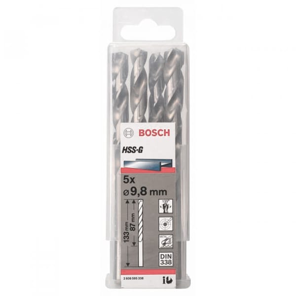 Bộ mũi khoan sắt 5 mũi 9.8mm HSS-G Bosch 2608595338