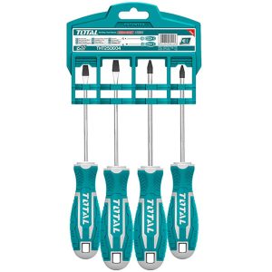Bộ tuốc nơ vít dẹp và bake 4 chi tiết Total THT250604