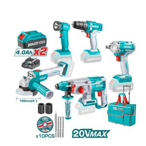 Combo 05 máy dùng pin 20V ngành xây dựng Total TCKLI2018