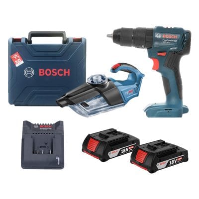 Combo Bosch 3 - Máy khoan động lực GSB 185-LI + Máy hút bụi GAS 18V-1 + 2 Pin 18V 2.0Ah & 1 Sạc