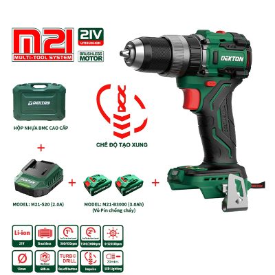 Combo máy khoan động lực 21V Dekton M21-KB1368PRO (2 Pin 3.0Ah & Sạc)