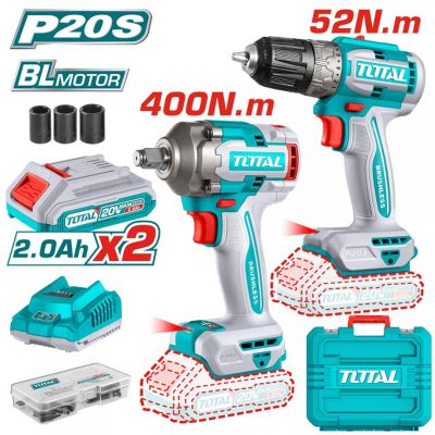 Combo máy khoan và máy vặn bu lông pin 20V Total TCKLI20271 (2 Pin 2.0Ah, 1 Sạc)