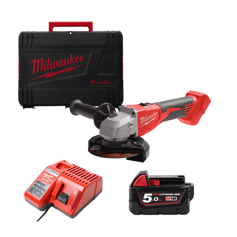 Combo Máy mài Milwaukee M18 BLSAG100X + 1 Pin 5.0Ah M18B5 & Sạc M12-18C