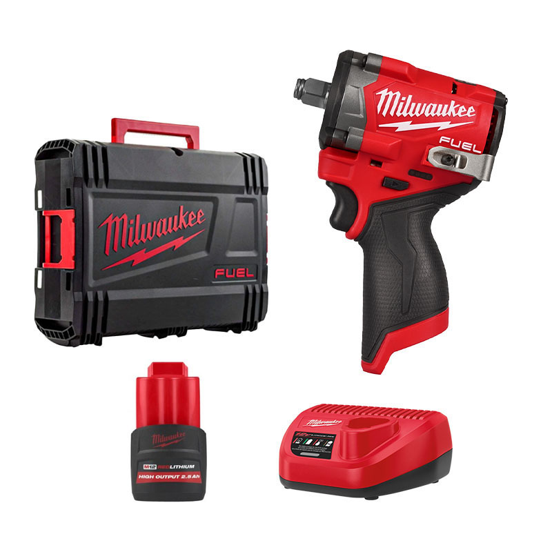 COMBO Milwakee – Máy siết bu lông M12 FIW2F12-0X0 Tặng 1 Pin 2.5Ah M12 HB2.5 + Sạc C12C
