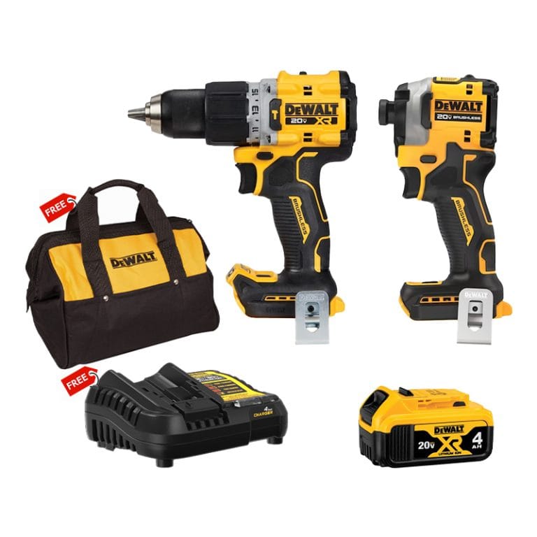 Combo NEW DeWalt – Máy vặn vít Dewalt DCF850N-KR + Máy khoan pin DCD805N-KR + Pin 20V 4.0Ah – Tặng Đế sạc DCB1104-B1+ Túi đựng dụng cụ