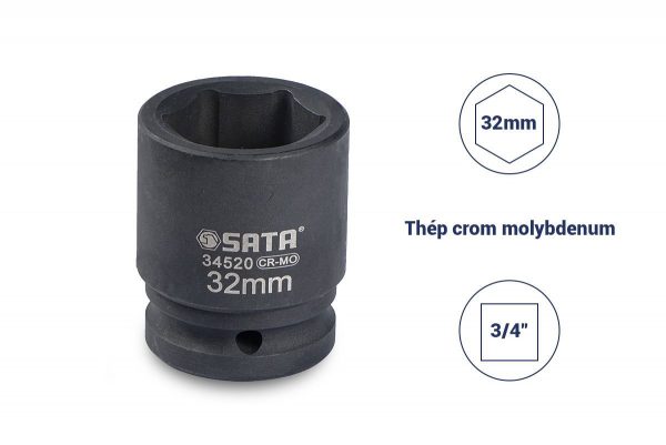 Đầu tuýp đen 3/4″ 32mm Sata 34520