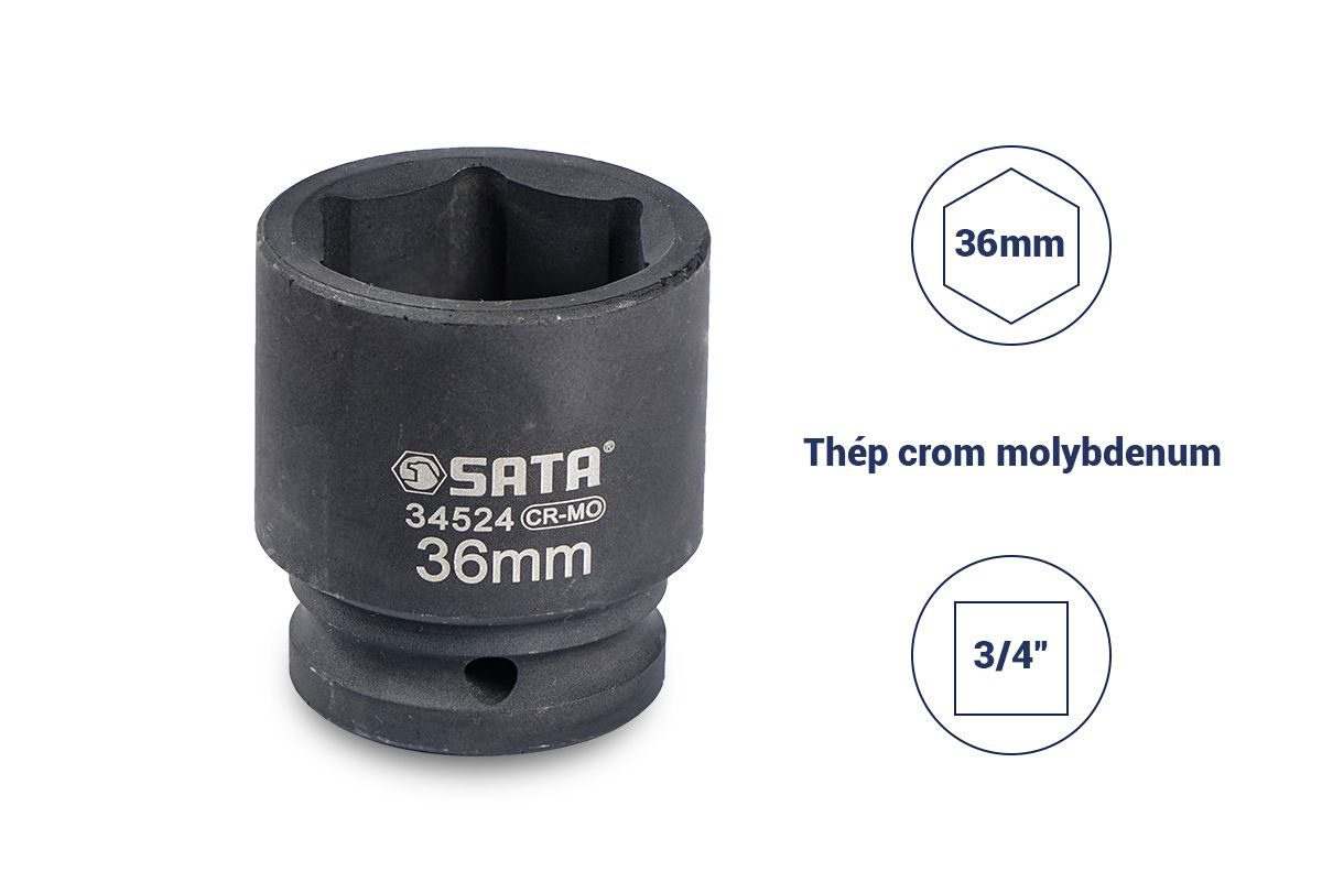 Đầu tuýp đen 3/4″ 36mm Sata 34524