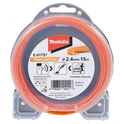 Dây cước cắt cỏ, cam 15Mx2.4mm Makita E-01797