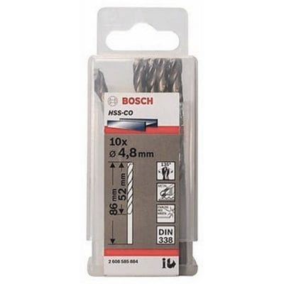 Hộp 10 mũi khoan sắt và inox 4.8mm HSS-Co Bosch 2608585884