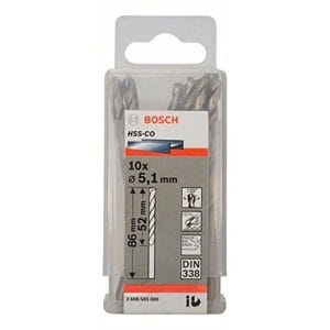 Hộp 10 mũi khoan sắt và inox 5.1mm HSS-Co Bosch 2608585886