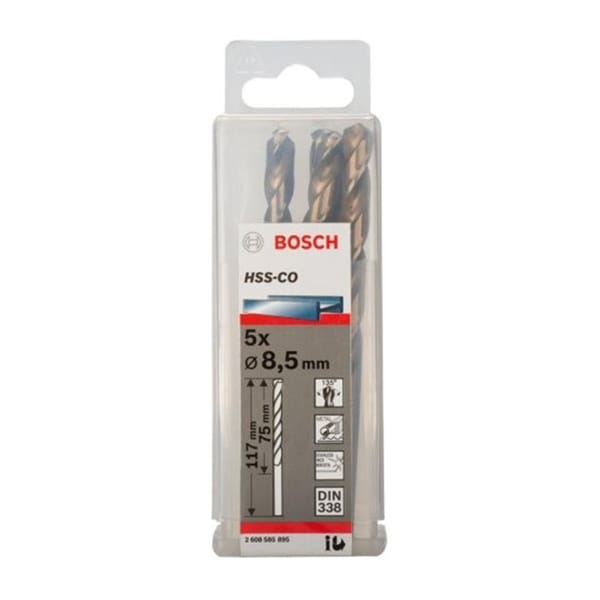 Hộp 5 mũi khoan sắt và inox 8.5mm HSS-Co Bosch 2608585895