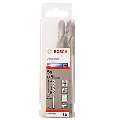 Hộp 5 Mũi khoan sắt và inox HSS-Co Bosch 9mm 2608585896