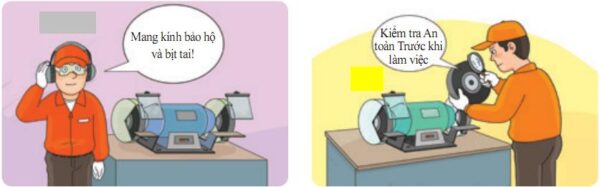 Kiểm tra máy mài và khu vực làm việc trước khi khởi động
