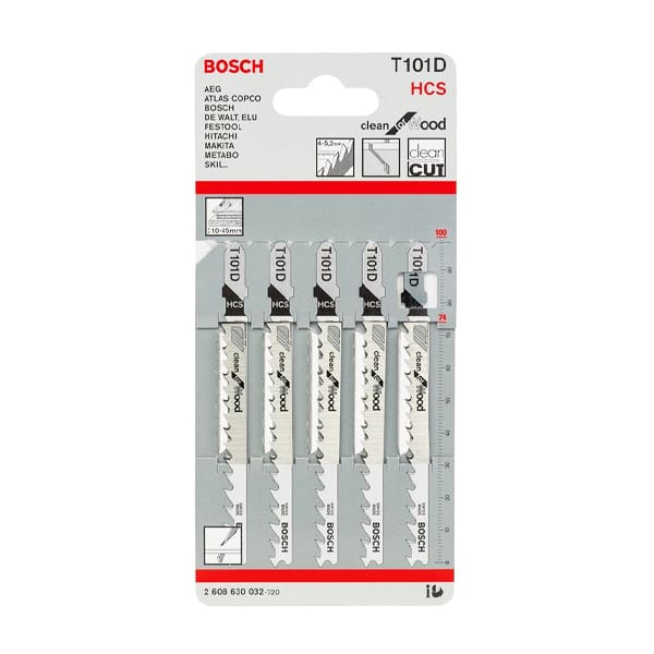 Lưỡi cưa lọng gỗ T101D (bộ 5 lưỡi) Bosch 2608630032