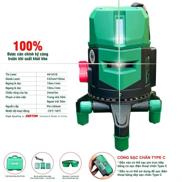 Máy cân mực laser 5 tia xanh Dekton DK-LS0503
