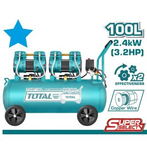Máy nén khí không dầu 100 lít Total TCS2241008T 2x1200W (3.2HP)