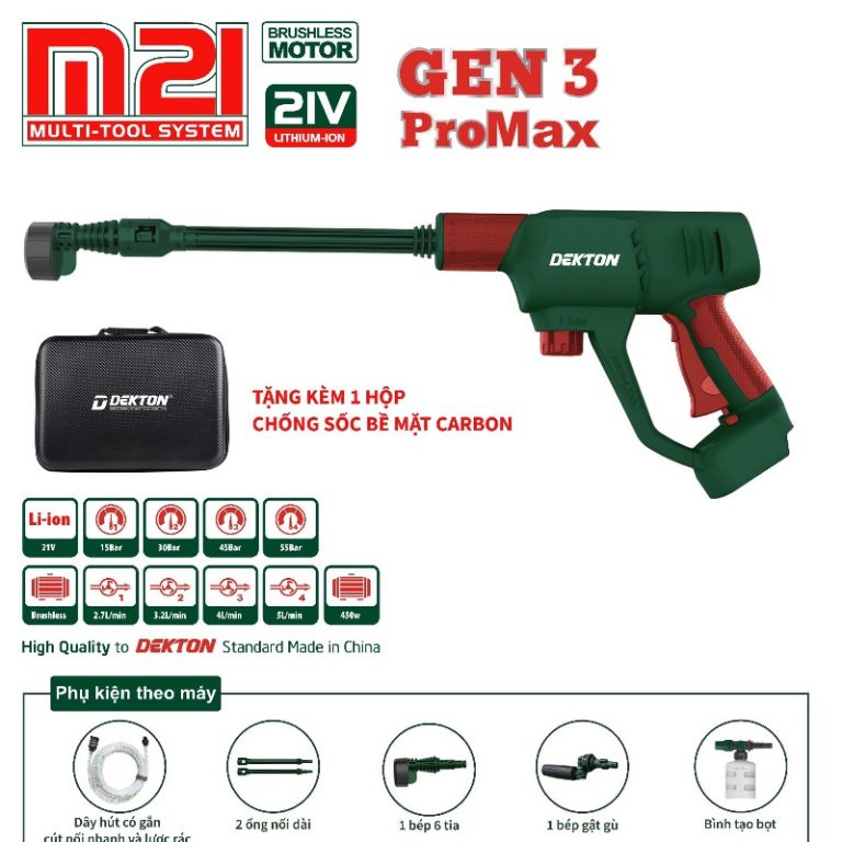 Máy rửa xe chạy pin Dekton M21-SRX1405PROMAX (chưa pin và sạc)