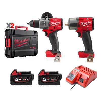 RED Combo 2 | Quý 2 - Máy khoan M18 FPD3-0X + Máy vặn bu lông M18 FMTIW2F12 + 2 Pin 18V/5.0Ah + Sạc 12V-18V
