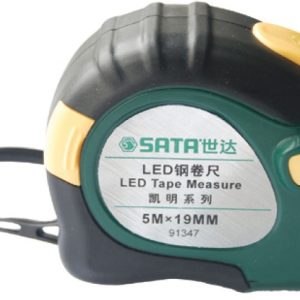 Thước cuốn thép có đèn LED 5.0m Sata 91347
