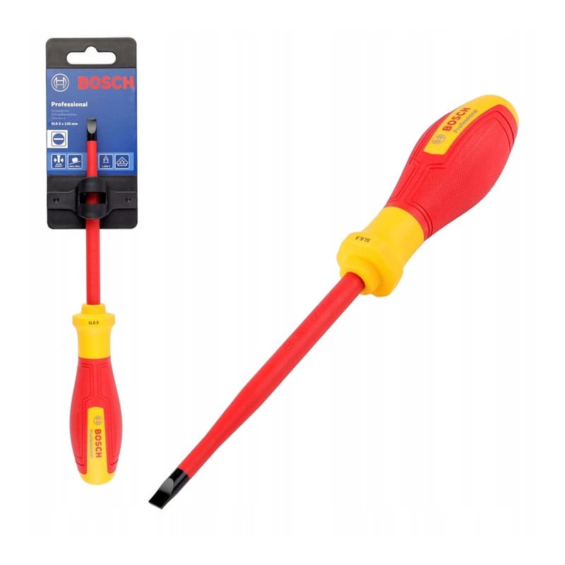 Tua vít cách điện VDE đầu dẹt SL6.5 Bosch 1600A02NC4