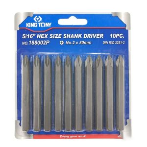 Vĩ 10 mũi vít đóng bake PH2x80mm Kingtony 188002P