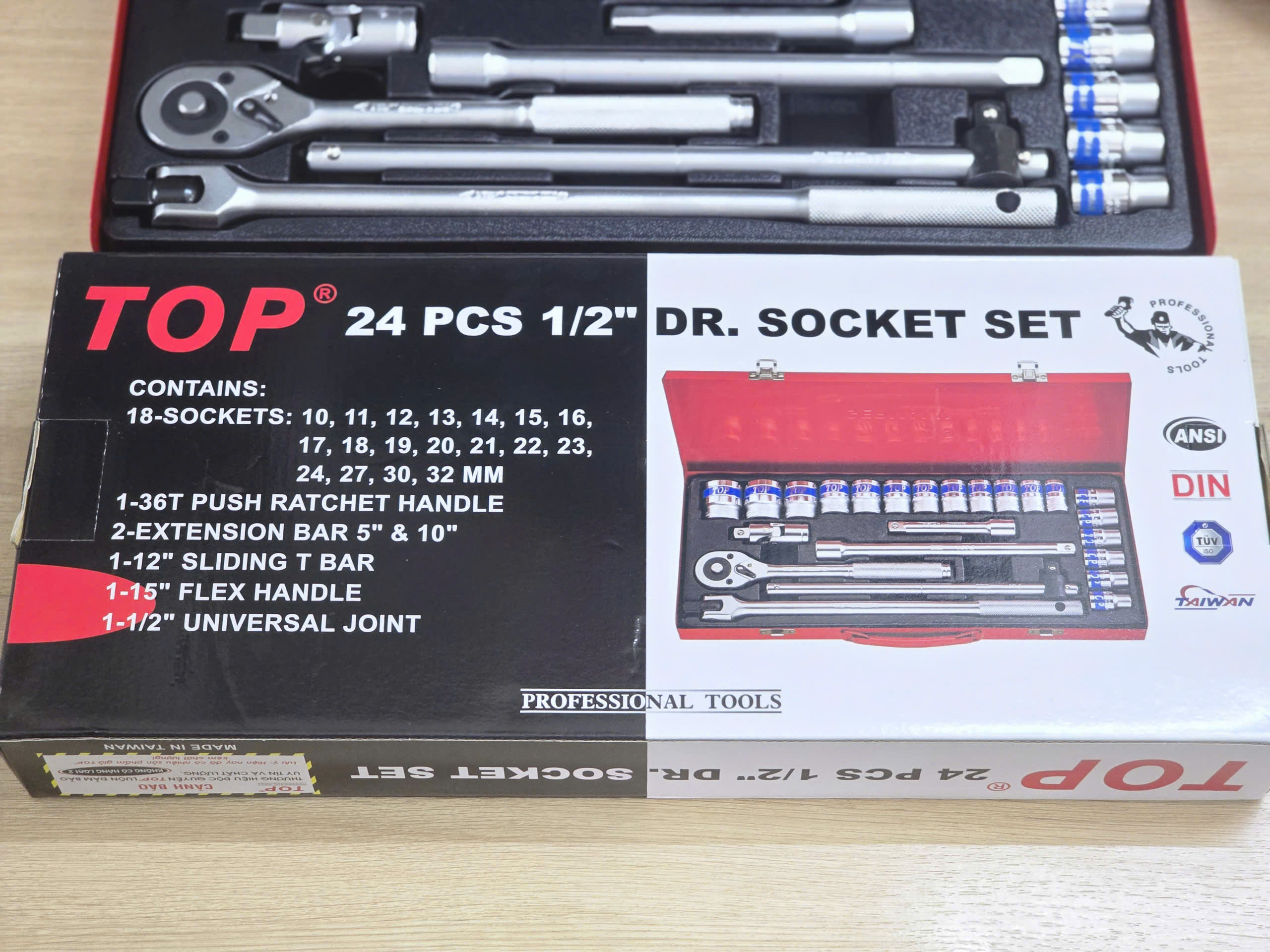 1/2″ Bộ tuýp 24 cái hệ mét TOP KW-S424D-1